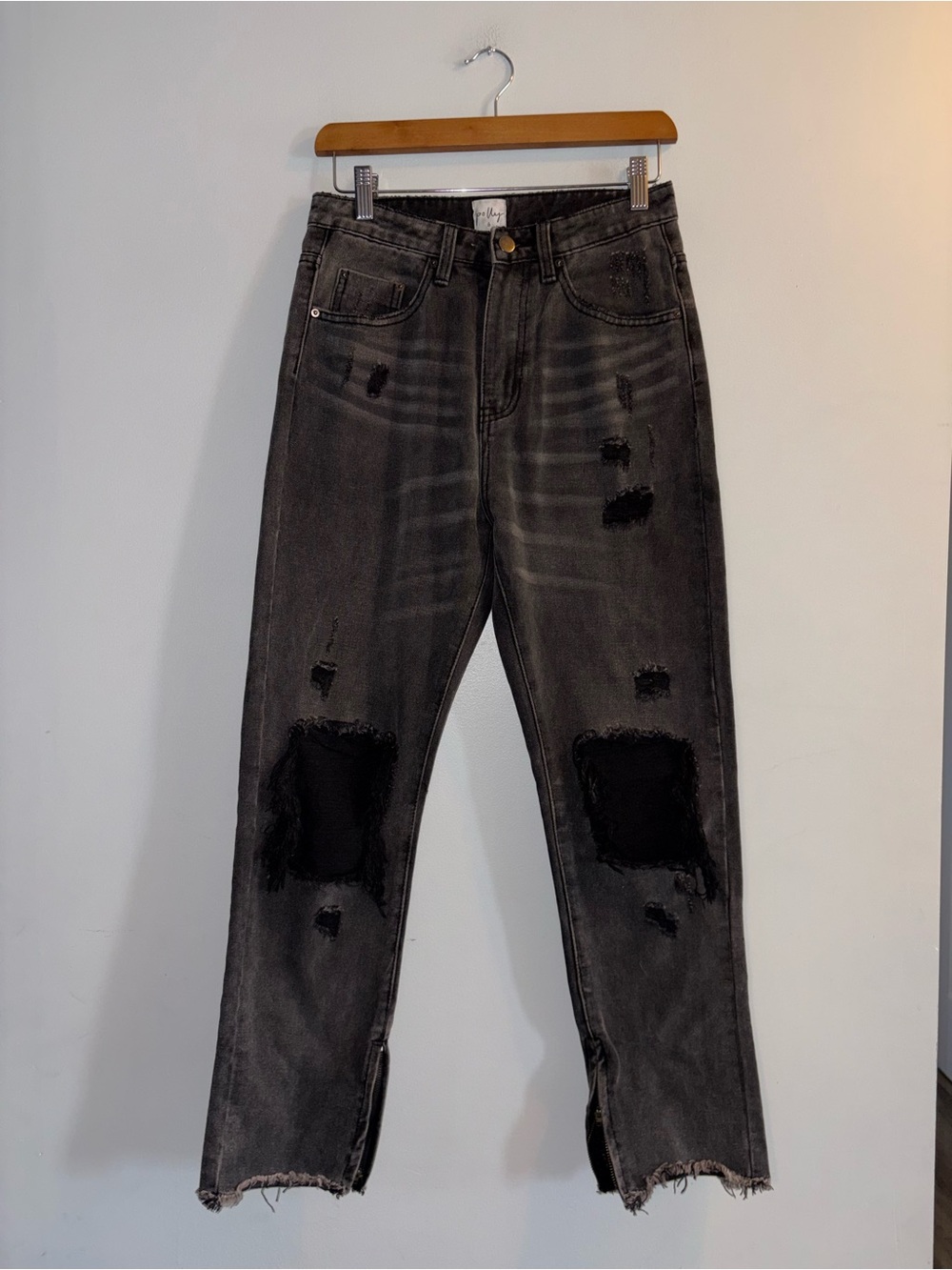 Oh Polly | Black Distressed Jeans